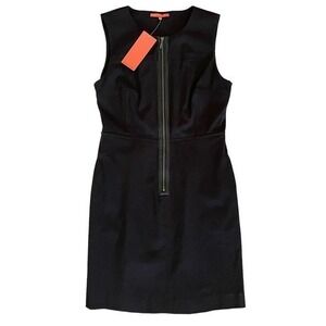 NWT Sinclaire 10 Tyler Black Cotton Sleeveless Zip Front Sheath Midi Dress